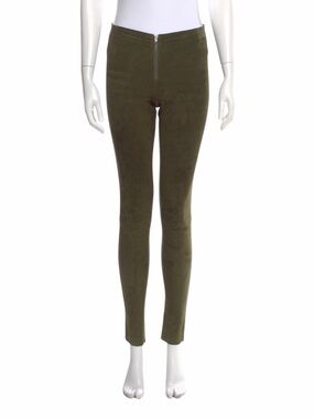 Alice + Olivia Front Zip-Up Suede Leggings